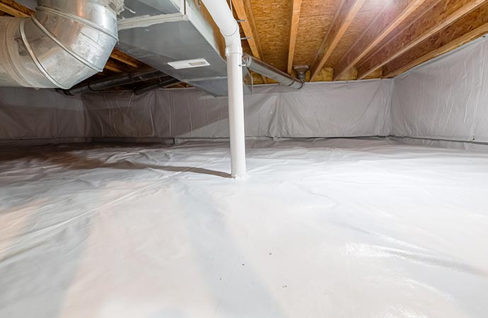 crawl space totally covered in thermal covers