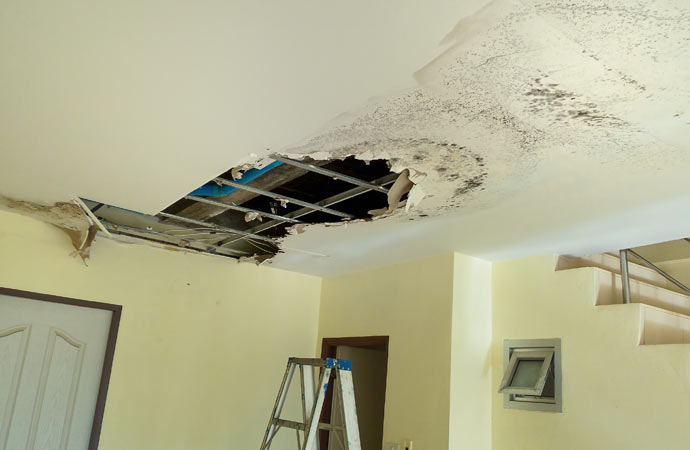 Damaged ceiling from water leak