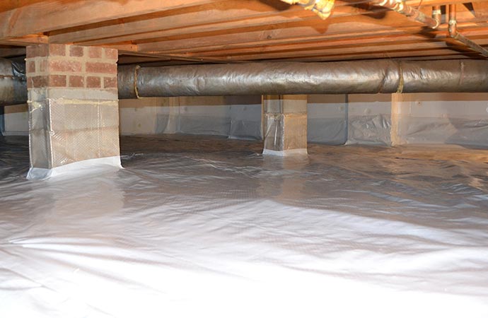 Vapor barrier installed in the crawl space