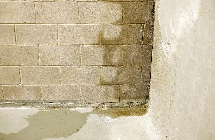 Water leaking from a wall.