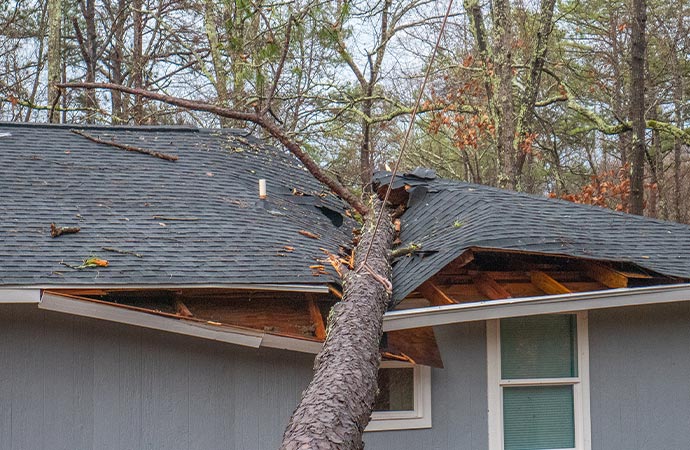 wind damaged house roof in Knoxville